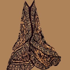 Black and brown paisley whimsical vibe halter boho dress one size fits most